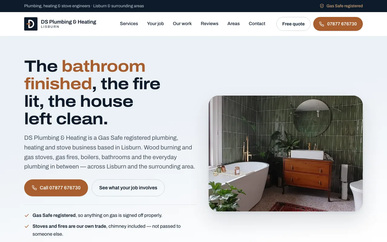 DS Plumbing & Heating website