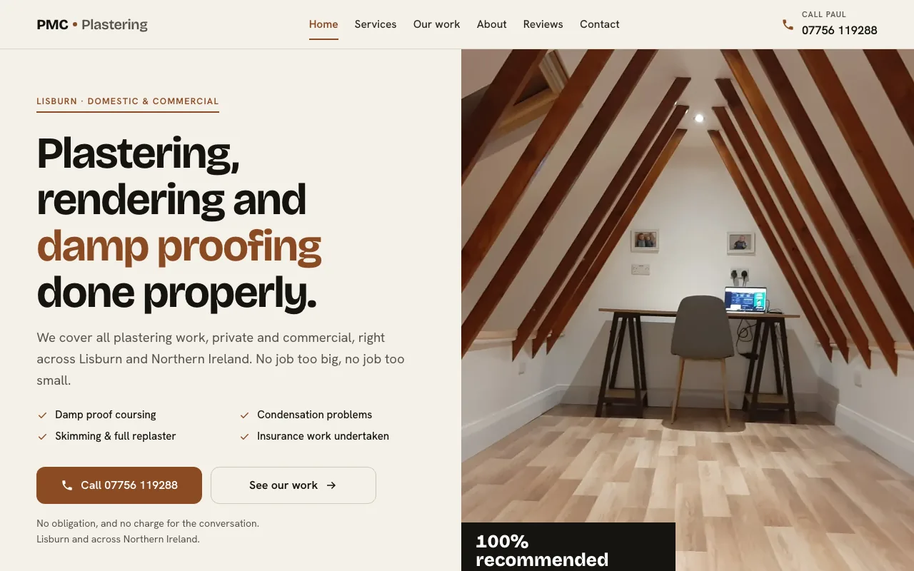 PMC Plastering website