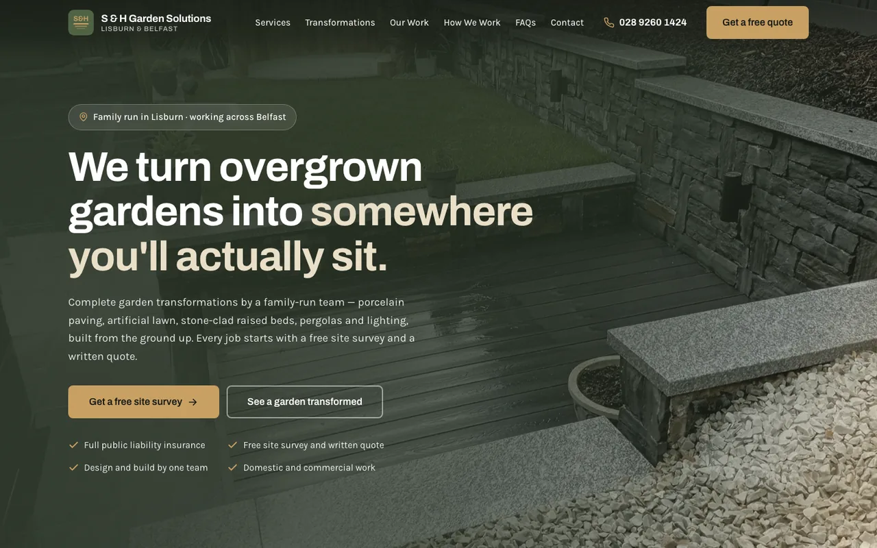 S & H Garden Solutions website